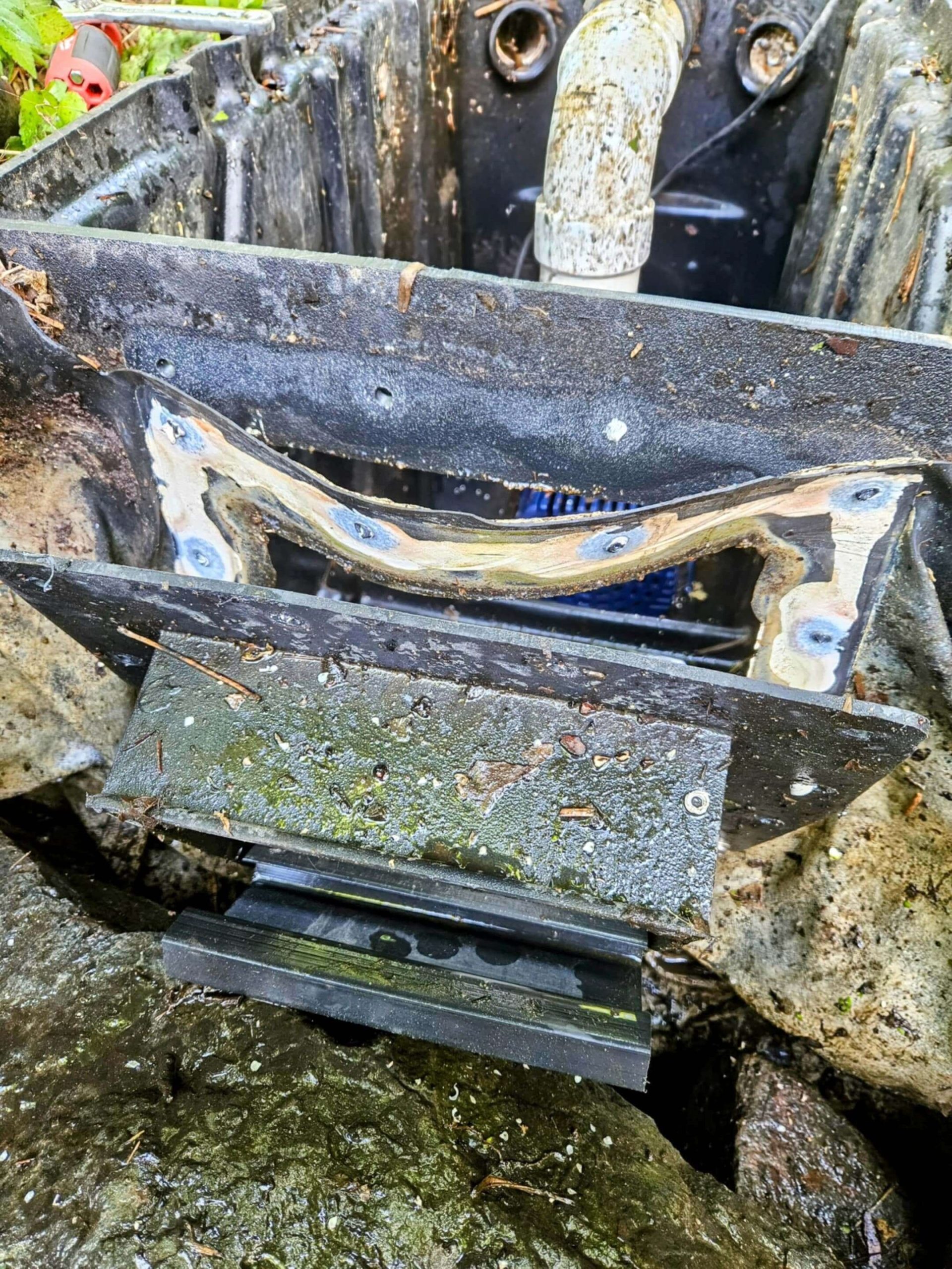 pond leak found in skimmer faceplate reseal pond leak found in skimmer faceplate reseal