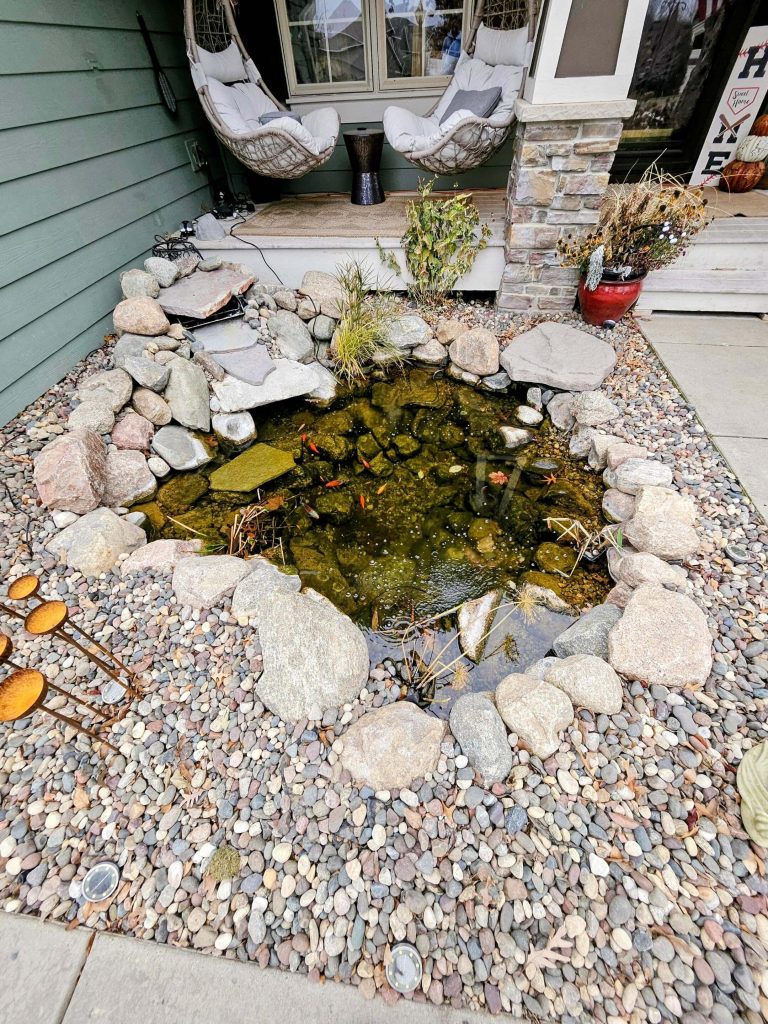 landscaper built koi pond without underlayment