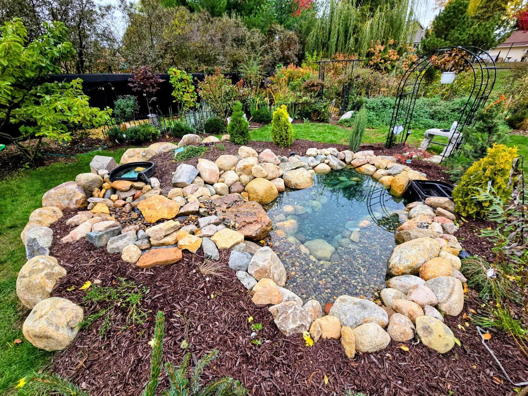 relaxing finished pond project apple valley